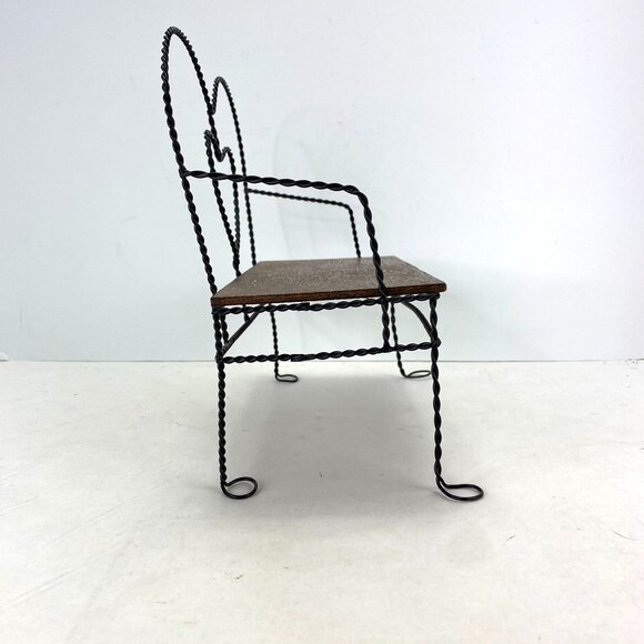 Vintage Wire and Wood Heart Design Bench Doll Display - Picture 4 of 11